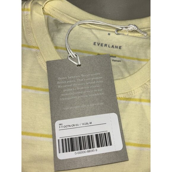 NWT Everlane The Organic Cotton Crew Tee Women's Yellow Striped T-shirt Medium - Picture 8 of 10